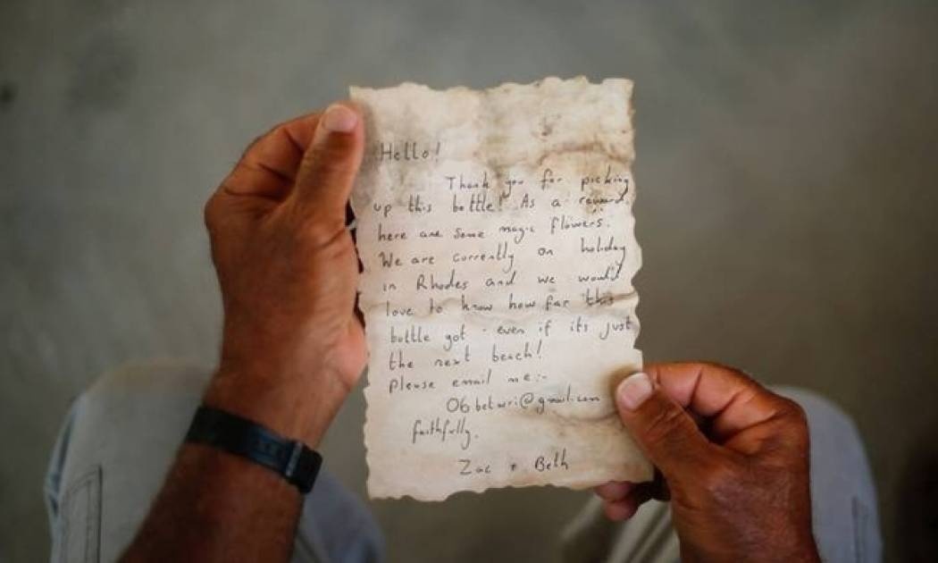 Μήνυμα σε μπουκάλι ταξίδεψε από τη Ρόδο ως τη Γάζα