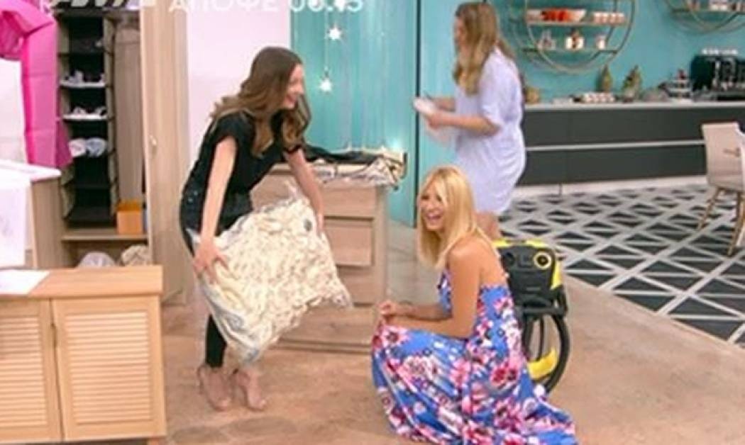 Το Πρωινό: Η σκούπα ρούφηξε το φόρεμα της Φαίης Σκορδά