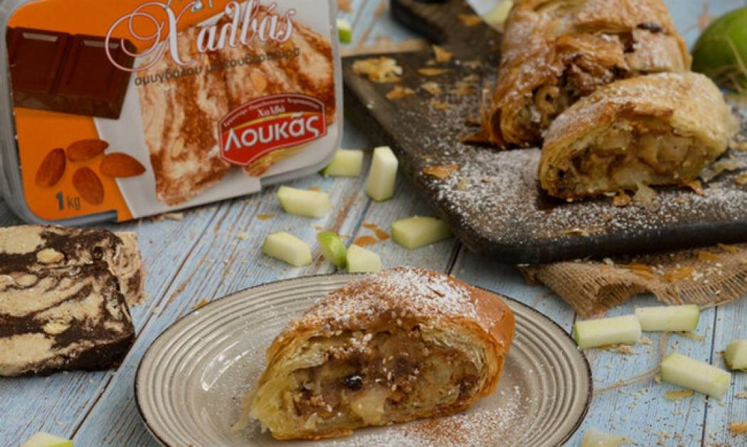 Strudel με χαλβά και μήλα