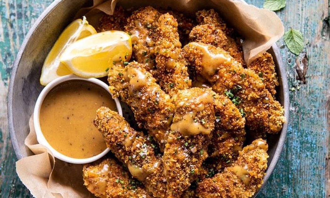 Κοτομπουκιές με μέλι, μουστάρδα και μαύρο πιπέρι