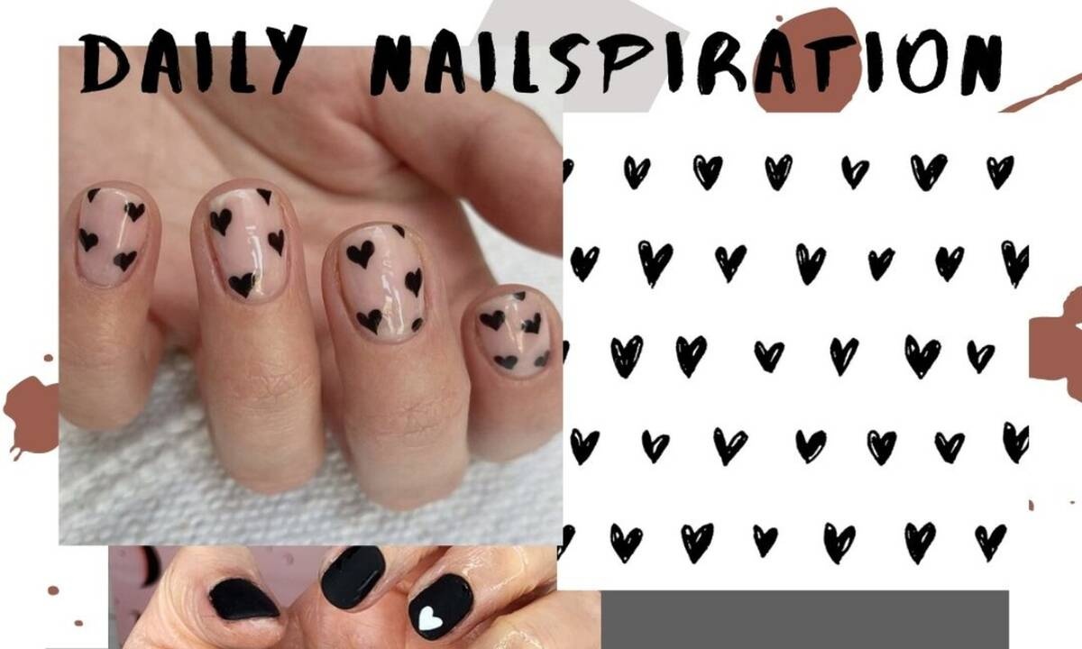 Ιδέες για μανικιούρ με καρδιές painted black!