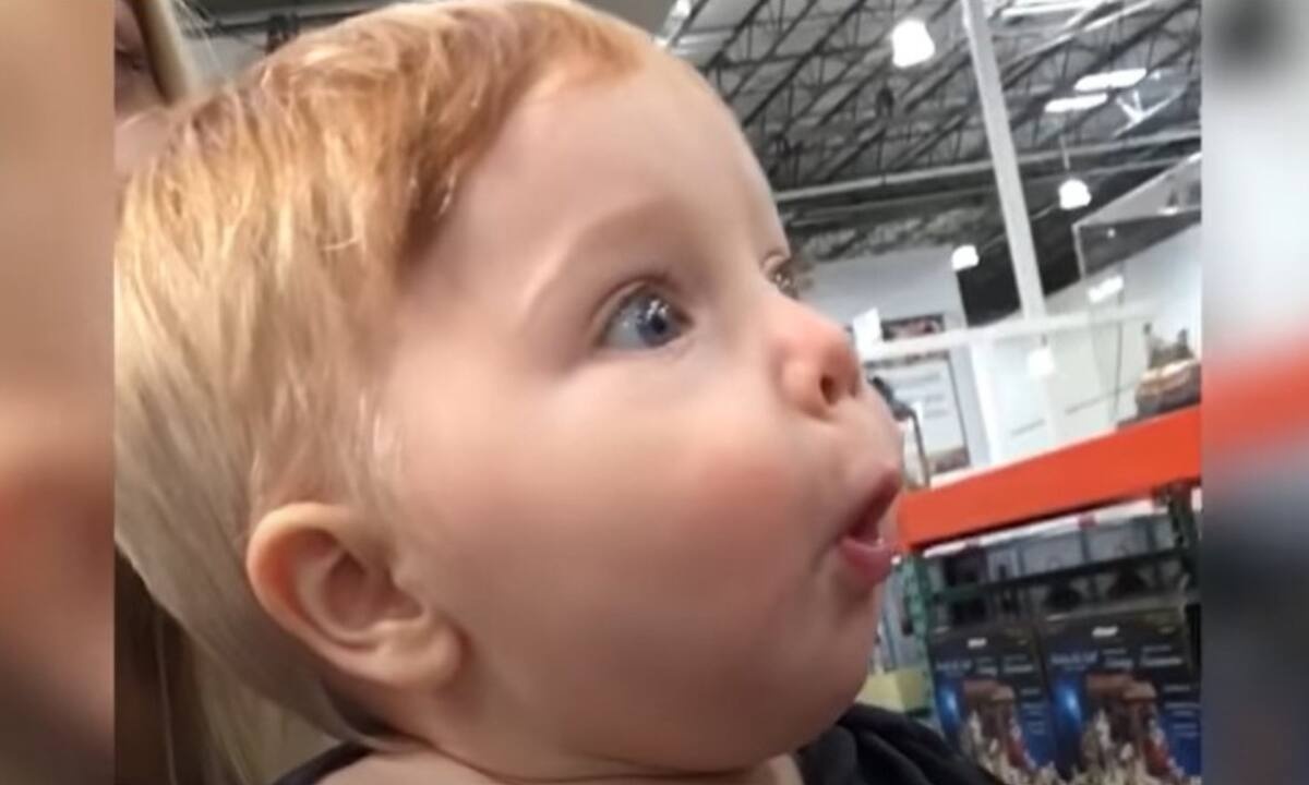 Μωράκι βλέπει χριστουγεννιάτικα στολίδια και εκστασιάζεται (vid)