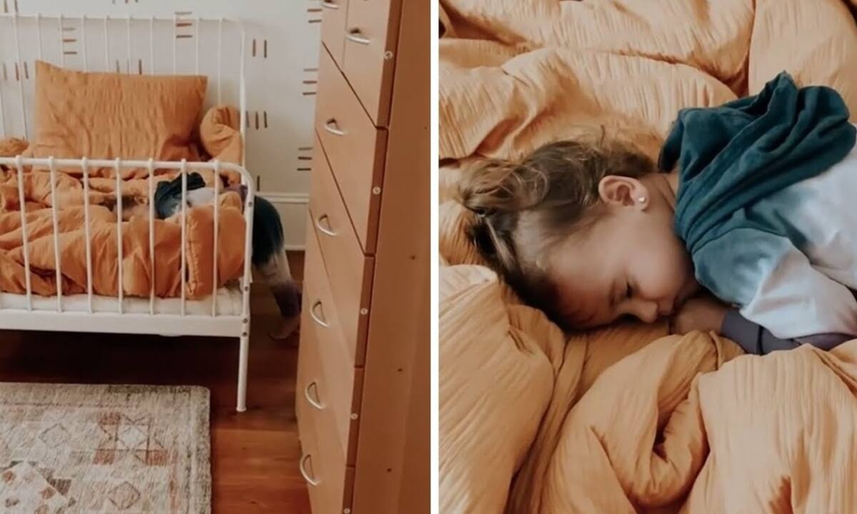 Κοριτσάκι προσποιείται ότι κοιμάται μόλις βλέπει τη μαμά του (vid)
