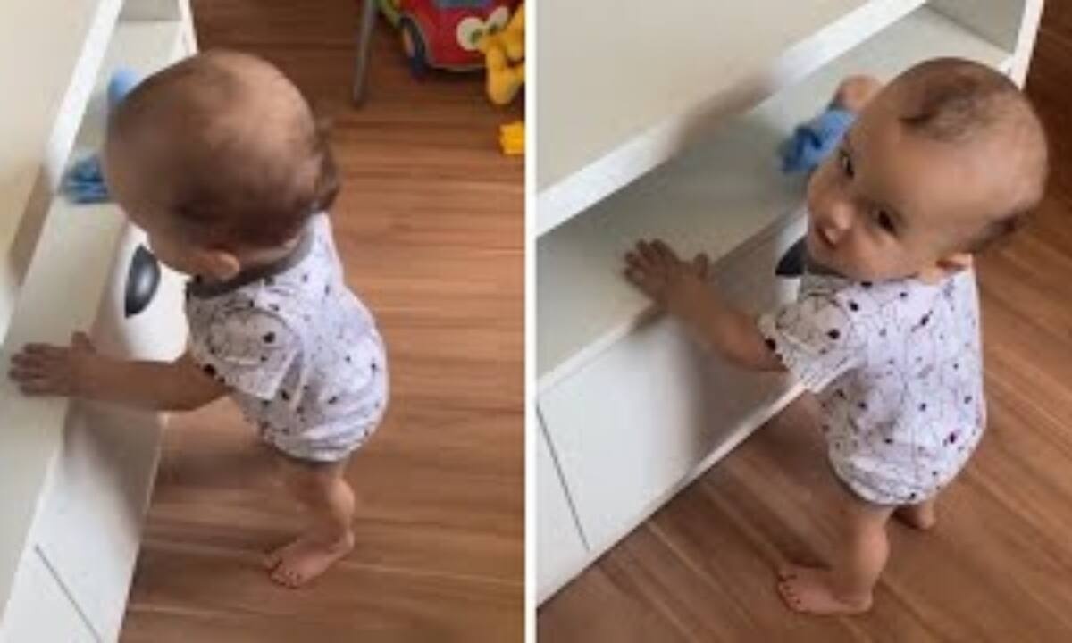 Μωράκι ξεσκονίζει και γίνεται viral (vid)