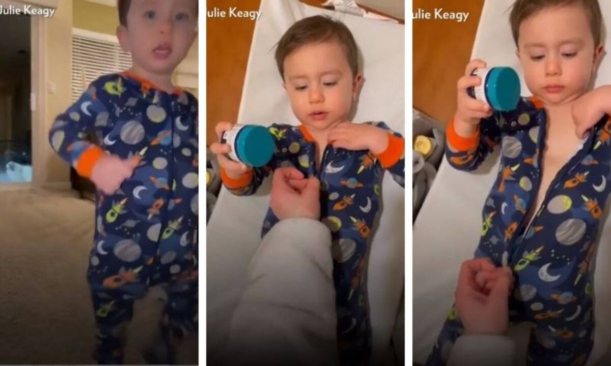 Αυτό το νήπιο κατάφερε να κρύψει μέσα στην πιτζάμα του απίθανα πράγματα (vid)