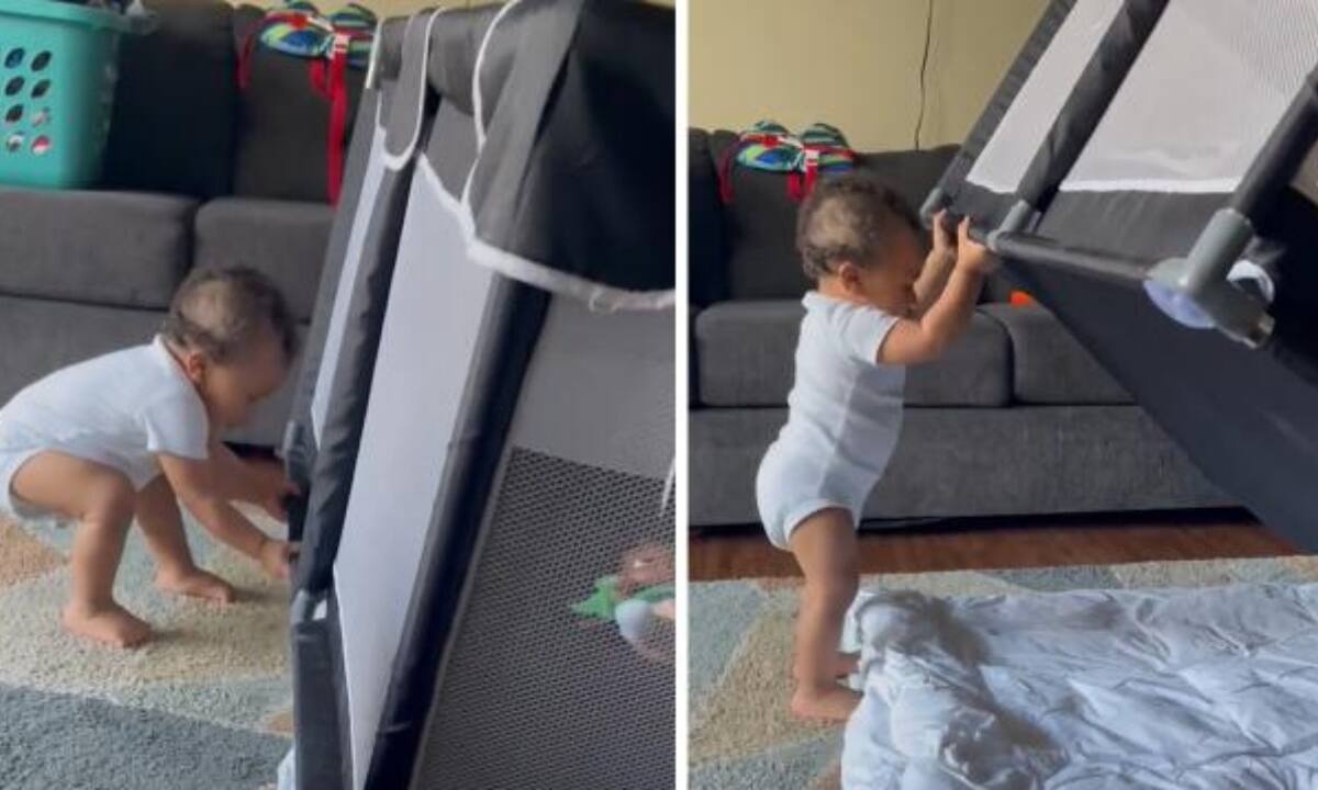 Μωράκι 13 μηνών ανασήκωσε μόνο του το παρκοκρέβατο - Τι συνέβη στη συνέχεια