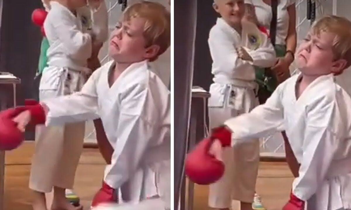 Αυτό το αγοράκι δεν θέλει να κάνει kickboxing και το δείχνει με τον πιο ξεκάθαρο τρόπο