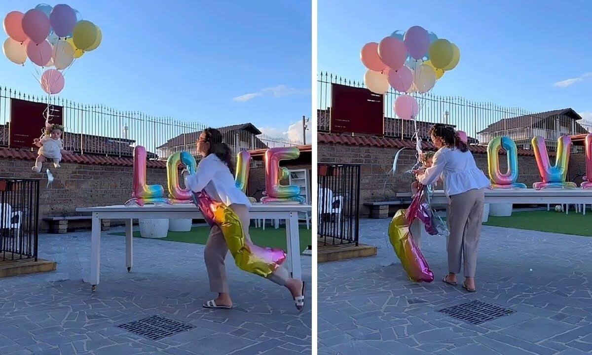 Μαμά πιάνει το μωρό της τη στιγμή που αρχίζει να …πετάει