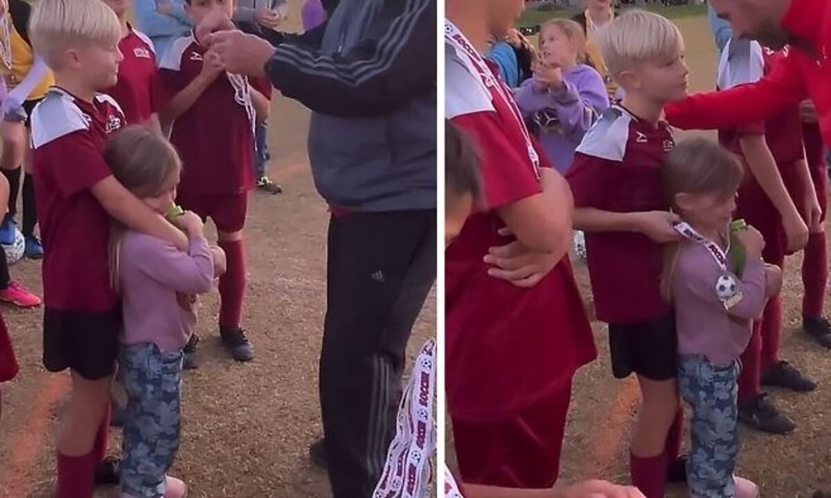 Αγοράκι δίνει στην αδελφή του το μετάλλιο που μόλις πήρε