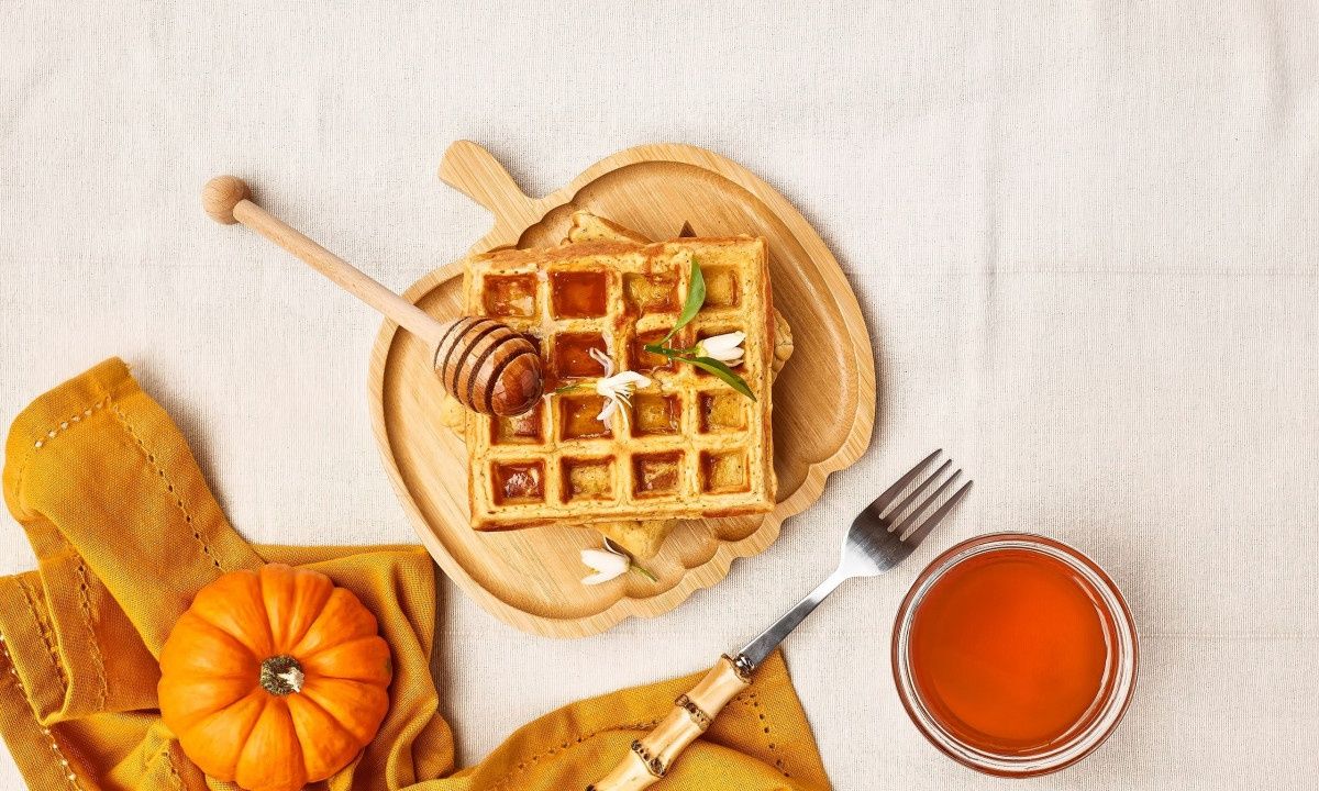 Βάφλες με πουρέ γλυκιάς κολοκύθας