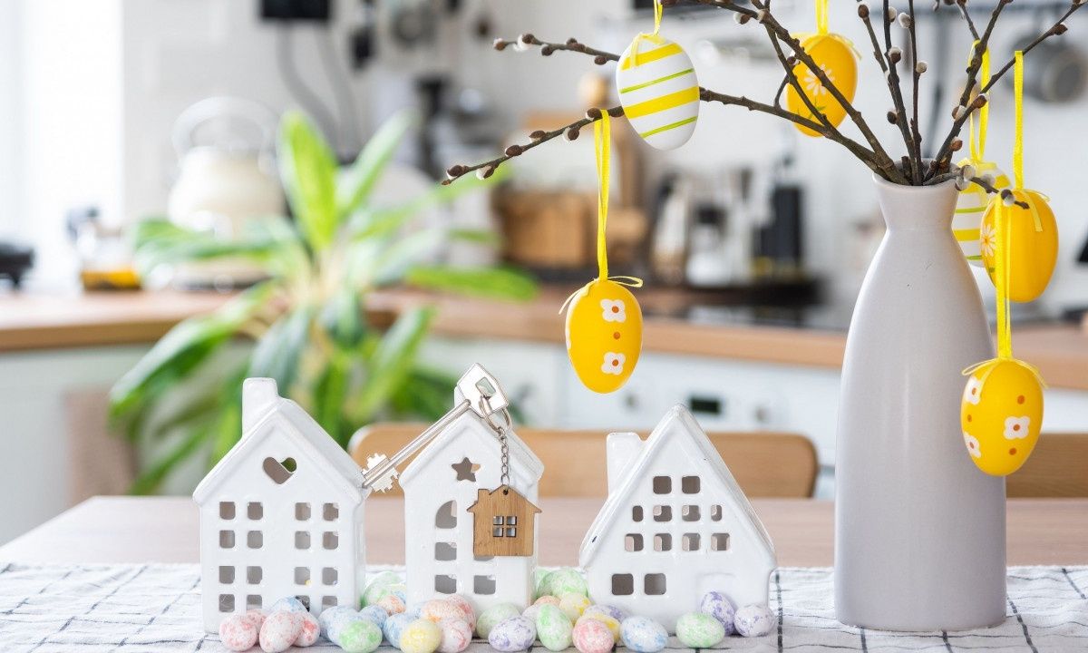Πασχαλινή διακόσμηση για τους πάγκους και το τραπέζι της κουζίνας