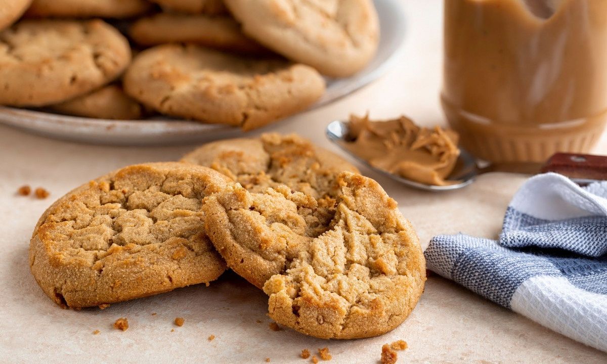 Μπισκότα φυστικοβούτυρου με τρία υλικά