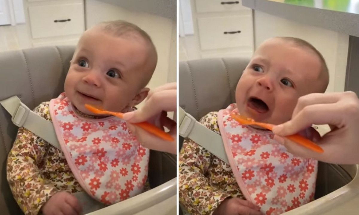 Η μη αναμενόμενη αντίδραση της μπέμπας τη στιγμή που τρώει για 1η φορά