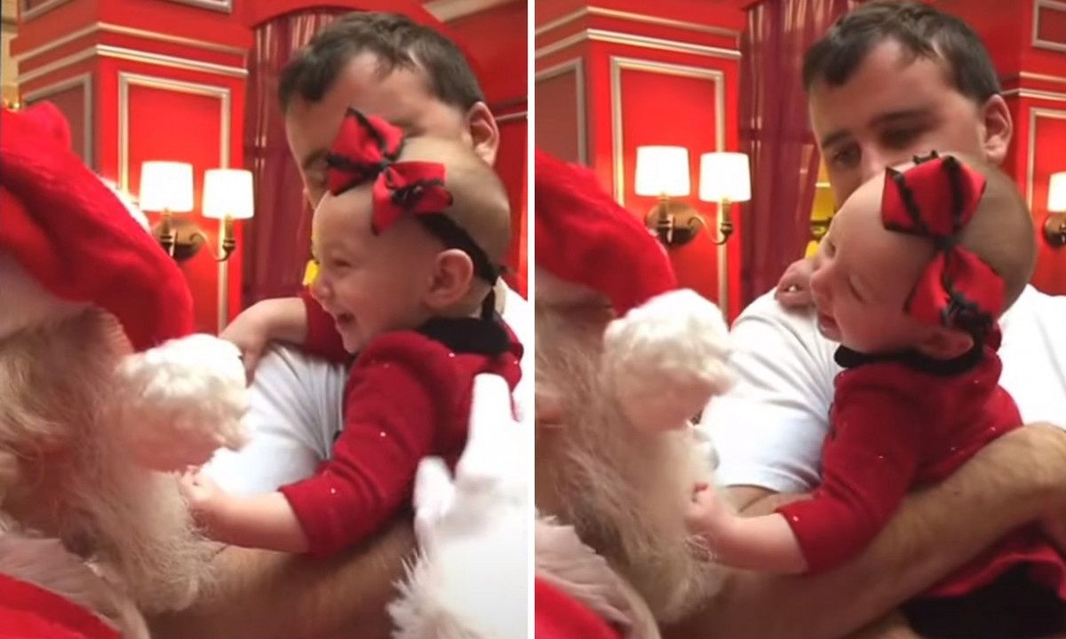 Βίντεο: Μπέμπα συναντά τον Άγιο Βασίλη και ξεκαρδίζεται στα γέλια