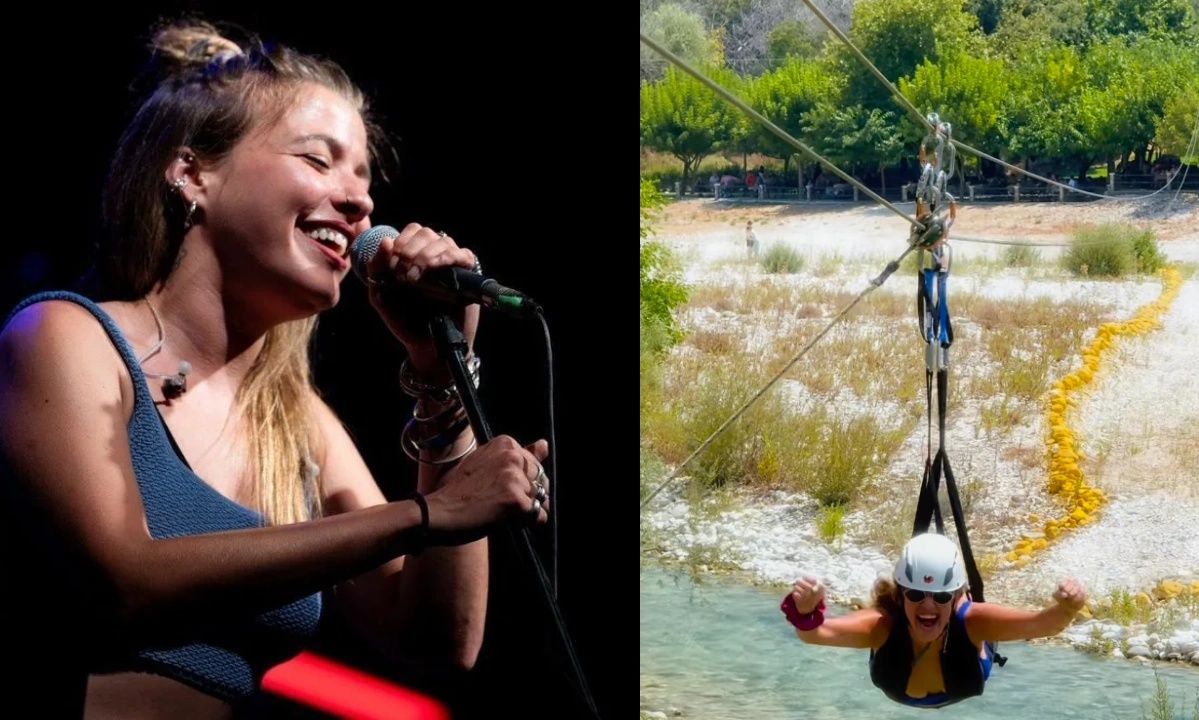 Η Ιουλία Καραπατάκη σε zipline πάνω από τον Αχέροντα