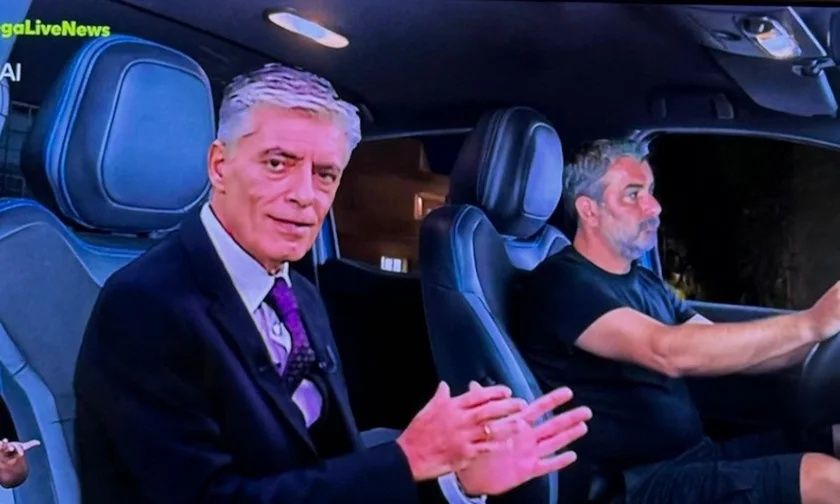 Ο Ευαγγελάτος «μπήκε» στο αυτοκίνητο του Μπισμπίκη και το twitter πήρε «φωτιά»