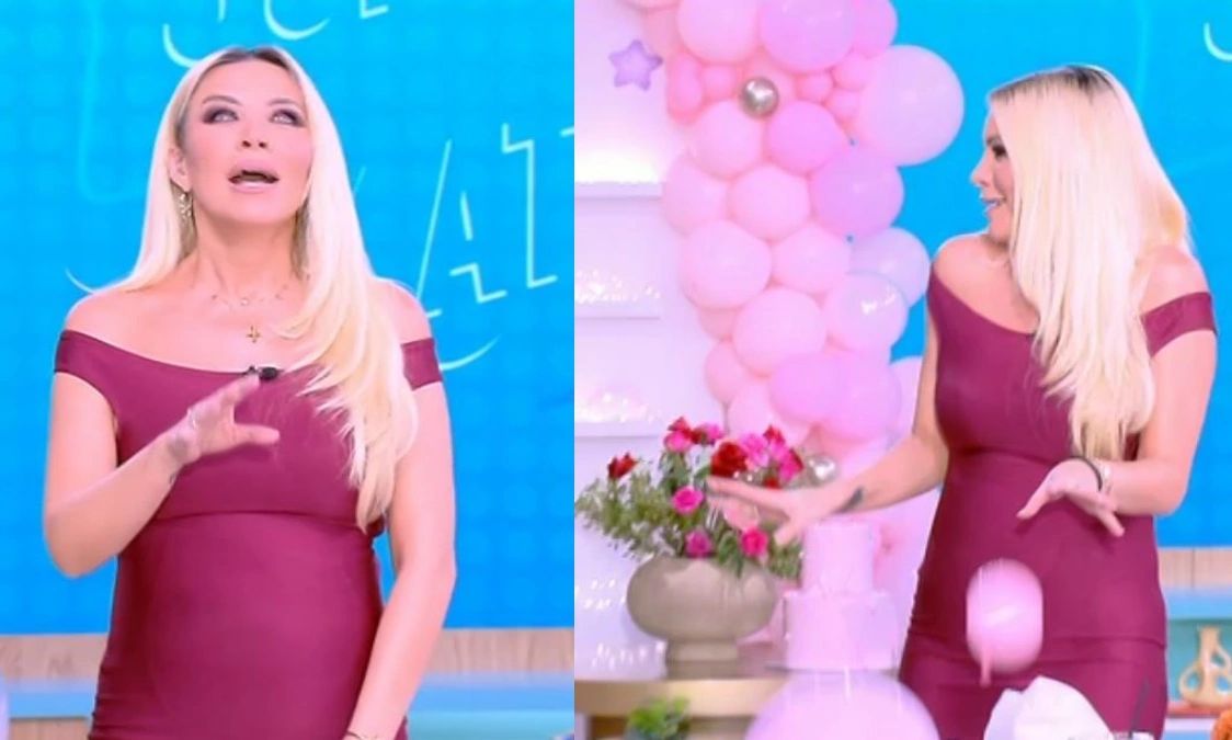 Καινούργιου: Η 1η εμφάνιση στην εκπομπή, το ροζ φόρεμα, η κοιλίτσα και τα μπαλόνια-Περιμένει κορίτσι