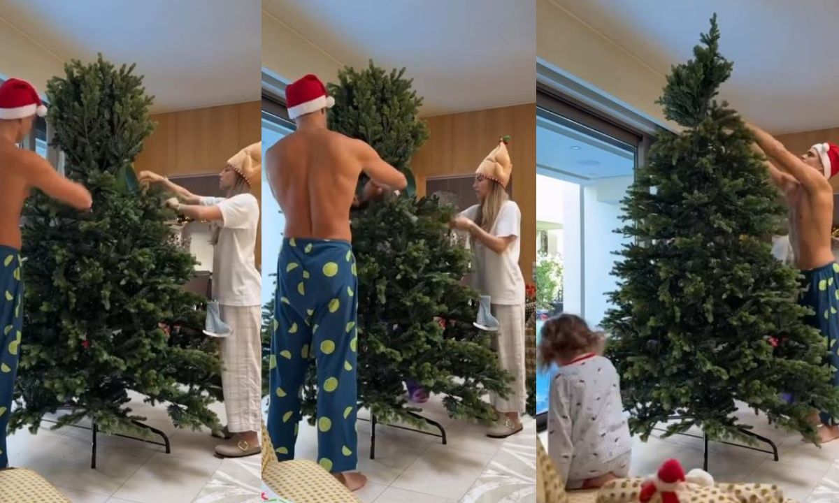 Ο ημίγυμνος Τσερέλα και καρέ - καρέ πώς στόλισαν το δέντρο με την Οικονομάκου και τα παιδιά της