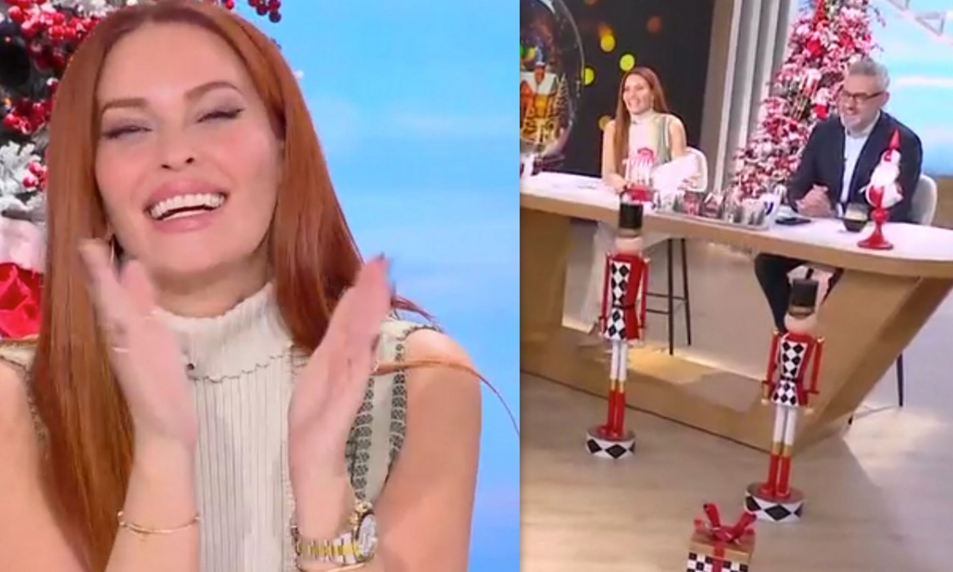 Χαμογέλα και πάλι: Ο ενθουσιασμός για το στολισμένο πλατό και οι ευχές στον Νίκο Συρίγο!