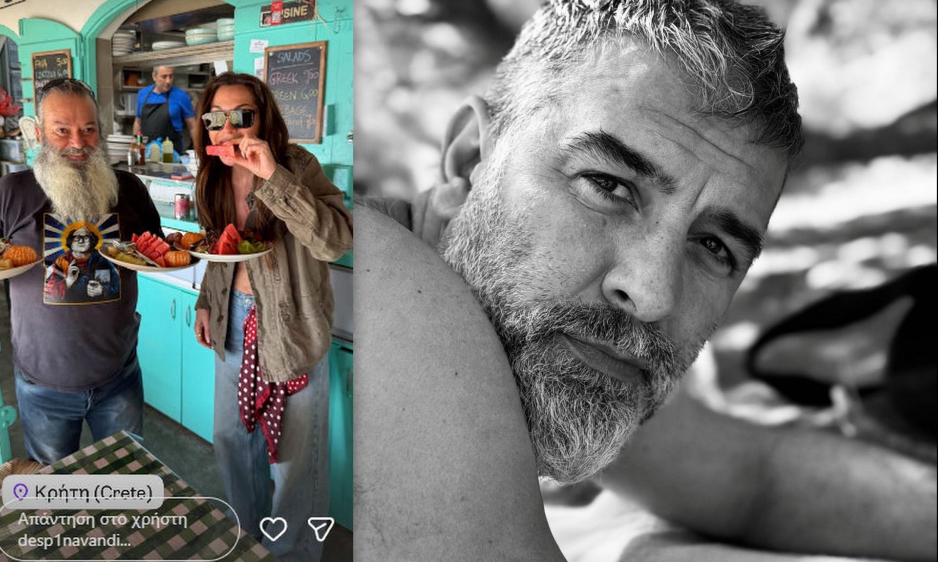 Η Βανδή στην Κρήτη τρώει καρπούζι, ποζάρει με το μπικίνι της και φωτογραφίζει τον Μπισμπίκη