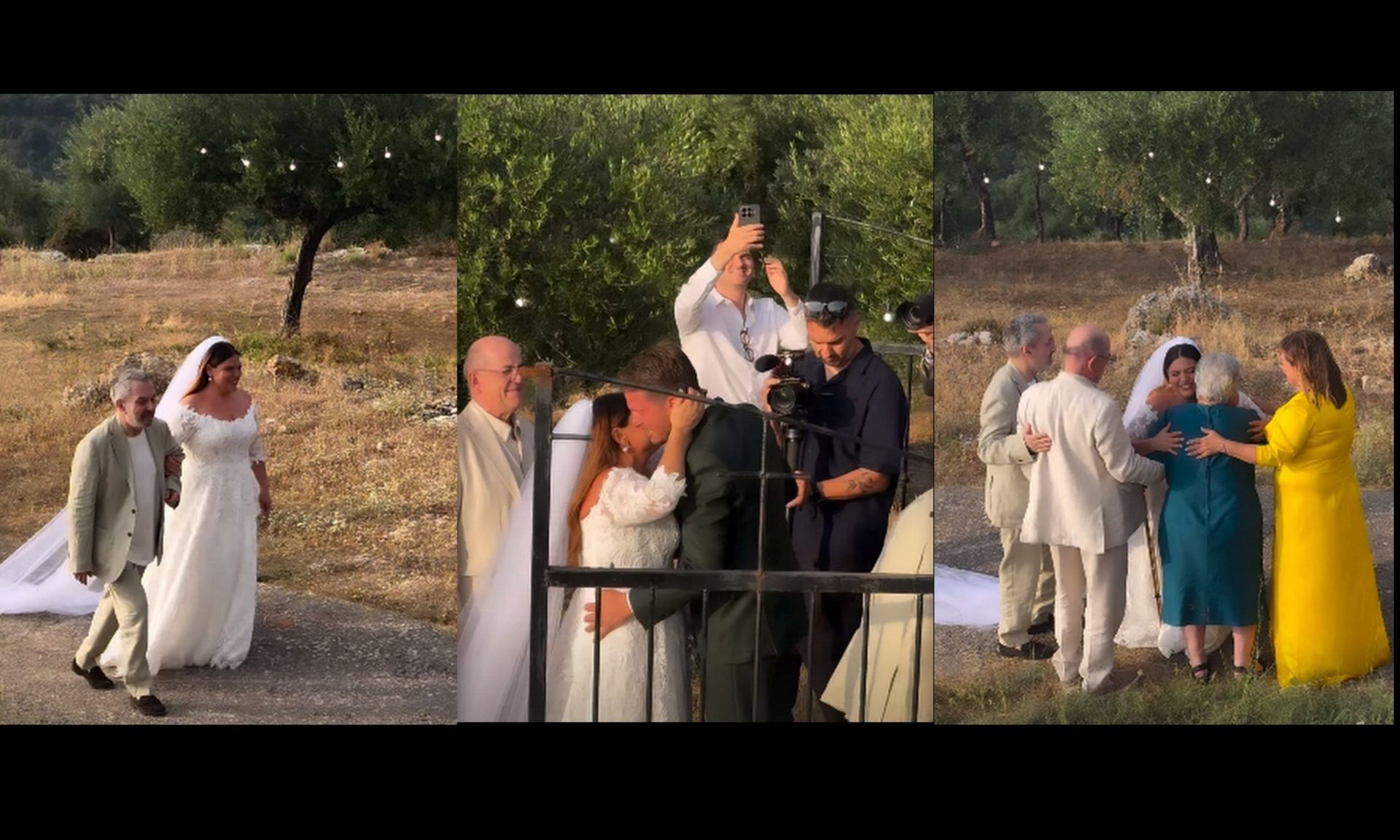 Γάμος Μπάρκα–Μπότση: Έφτασε η νύφη!Η συγκινητική στιγμή με τη γιαγιά Τούλα και το φιλί με τον γαμπρό