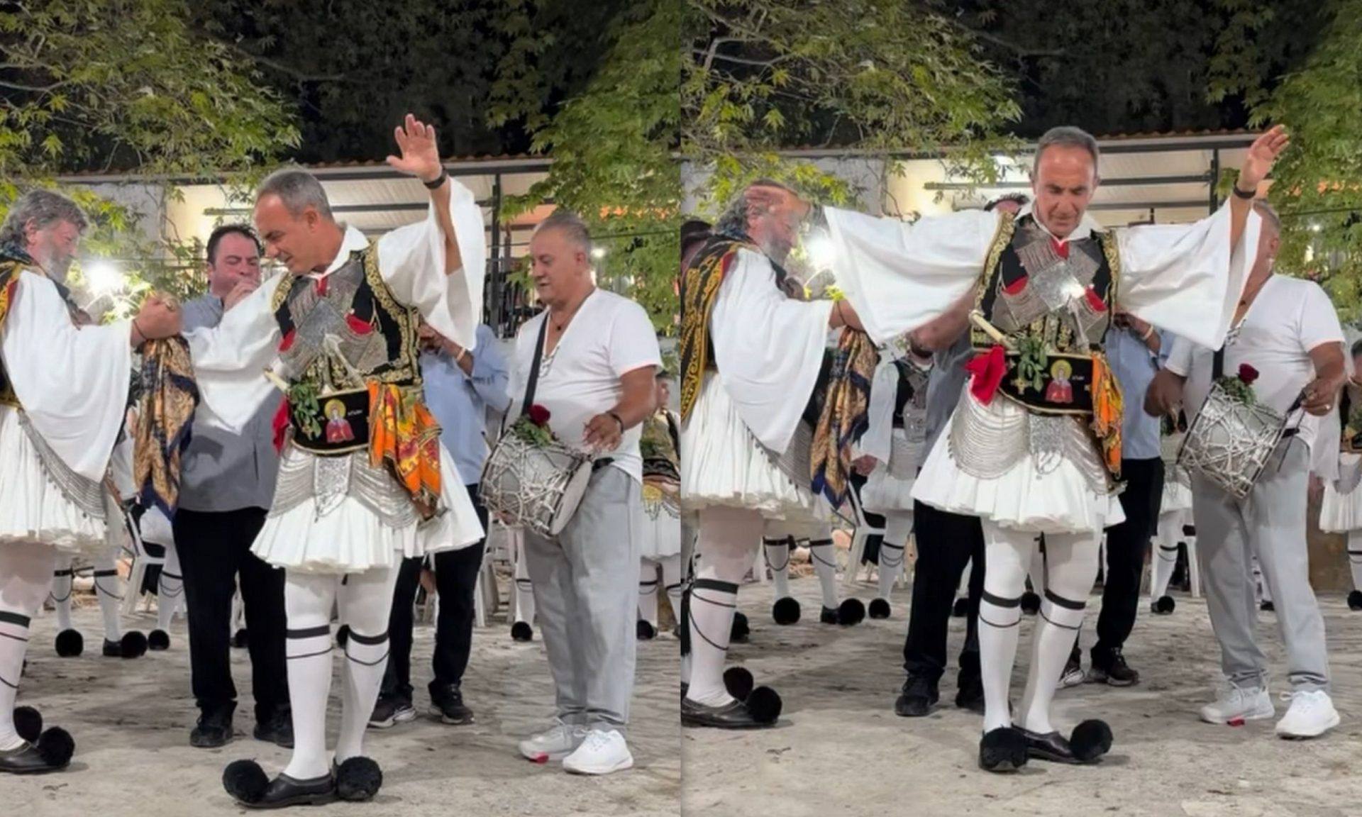 Νίκος Αλιάγας: Με φουστανέλα στο πανηγύρι της Αγίας Αγάθης – Χόρεψε με τους αρματωμένους