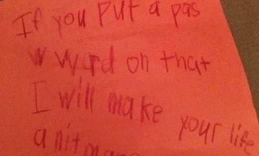 Απειλητικό σημείωμα 7χρονης προς τους γονείς της για το pc!