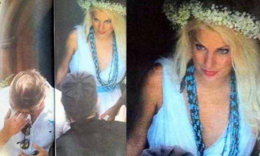 Ελένη Μενεγάκη: Με λευκό φόρεμα, στεφάνι στα μαλλιά και τον Ματέο σε εκκλησία. Και ο παππάς; (φωτό)