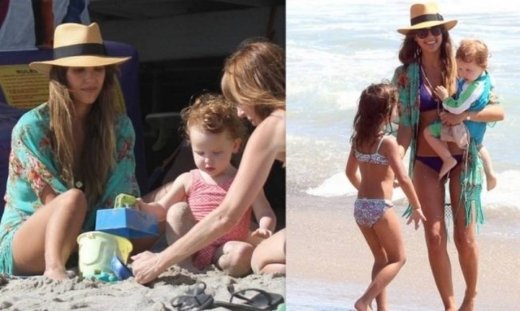 Τζέσικα Άλμπα: Με τις κόρες της στην παραλία! (φωτογραφίες)