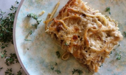 Σουφλέ με λιγκουίνι και αρνί