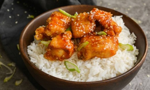 Γλυκόξινο κοτόπουλο με ρύζι