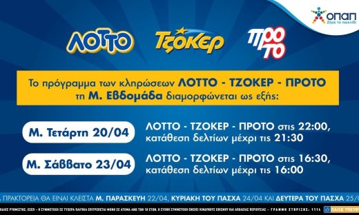 To πασχαλινό ωράριο λειτουργίας των καταστημάτων ΟΠΑΠ