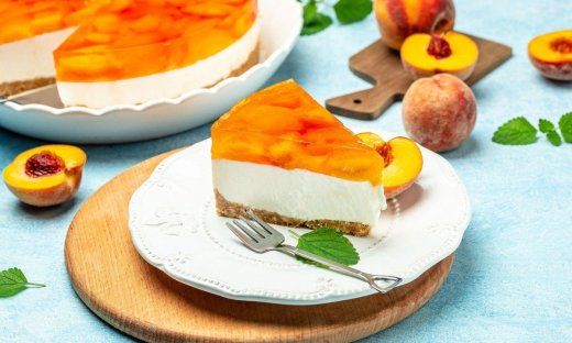 Cheese cake με ζελέ και ροδάκινα - Δροσερό και ανάλαφρο γλυκό