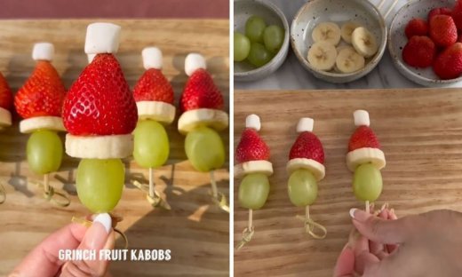 Σουβλάκια «Grinch» με φρούτα  - Πώς θα τα φτιάξετε