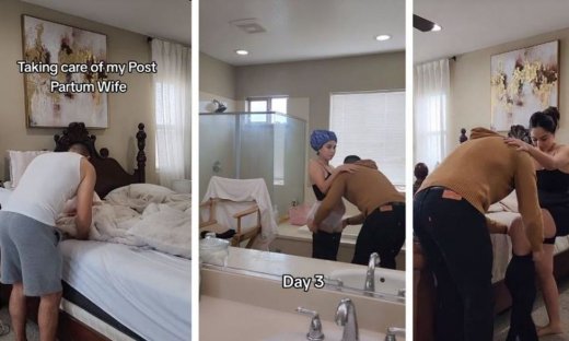Μπαμπάς βοηθά τη σύζυγό του μετά τον τοκετό - Το viral βίντεο