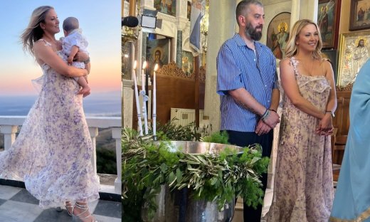 Φωτεινή Πετρογιάννη – Μιχάλης Ρουμπής: Βάφτισαν τον γιο τους στην Τήνο - Οι εντυπωσιακές φωτογραφίες