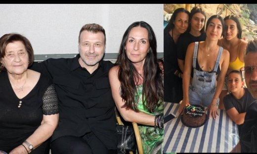 Ο Γιάννης Πλούταρχος με τη μητέρα του, η σύζυγος με μαγιό και σύσσωμη η οικογένεια στην πισίνα