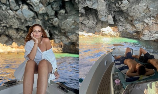 Σίσσυ Χρηστίδου: Σε ρόλο… εξερευνήτριας στις σπηλιές των Κυκλάδων - Η βόλτα με σκάφος & οι γιοι της!