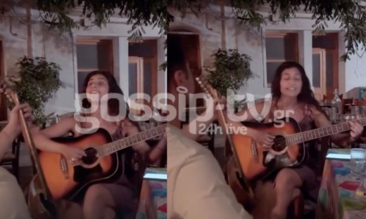 Η Μαρίνα Σπανού στην Ικαρία της - Η μαγική στιγμή που τραγουδάει με την κιθάρα της στην παρέα της