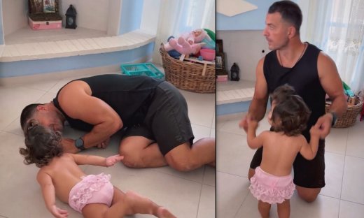 Γιώργος Αγγελόπουλος:Ο πιο τρυφερός μπαμπάς!Παίζει & χορεύει με την Ουρανία στο σπίτι του στη Σκιάθο