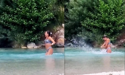 Κατερίνα Στικούδη: Βούτηξε στα παγωμένα νερά του Αχέροντα με εντυπωσιακό μπικίνι