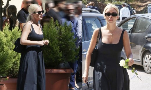 Συντετριμμένη η Καινούργιου στην κηδεία της φίλης της, Αλεξάνδρας Νικολαΐδου