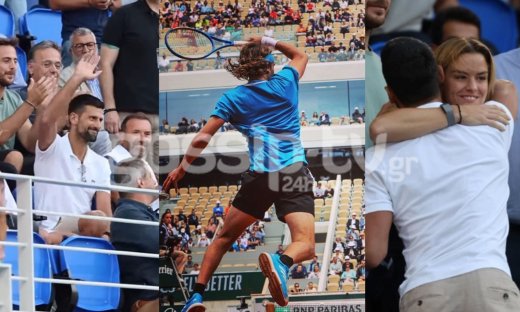 Αποκλειστικά καρέ: Νόβακ Τζόκοβιτς και Μαρία Σάκκαρη παρακολούθησαν τον αγώνα του Τσιτσιπά στο ΟΑΚΑ