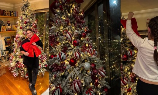 Δανάη Μπάρκα: Στόλισε το χριστουγεννιάτικο δέντρο στο σπίτι της - Η βαφτιστήρα της έβαλε την κορυφή