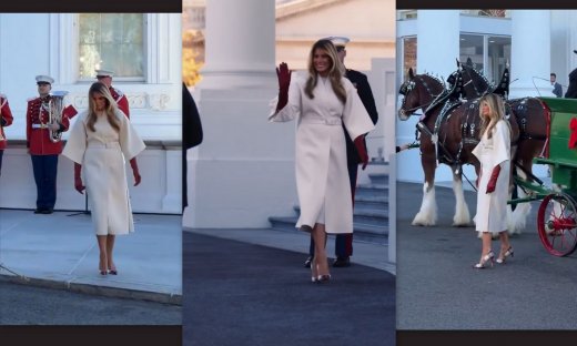 Η Μελάνια Τραμπ στην πιο σικ εκδοχή της στην υποδοχή του χριστουγεννιάτικου δέντρου του Λευκού Οίκου