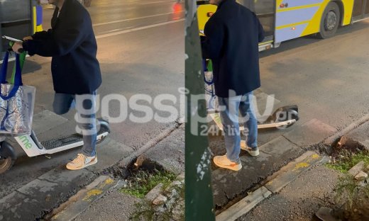 Αποκλειστικό υλικό: Πασίγνωστος τραγουδιστής με ηλεκτρικό πατίνι στην πλατεία Συντάγματος