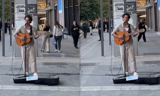 Ο Πάνος Βλάχος έκανε... σκηνή την Ερμού & έγινε καλλιτέχνης του δρόμου! Σάστισαν οι περαστικοί